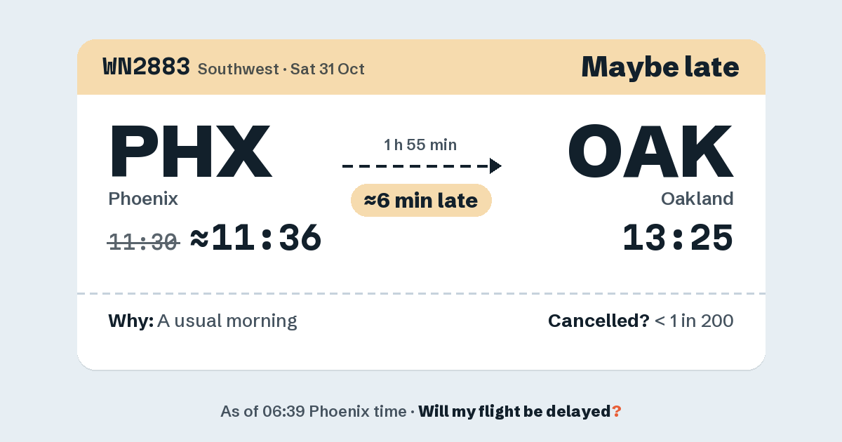 Link preview: WN2883 lands about 13:27
