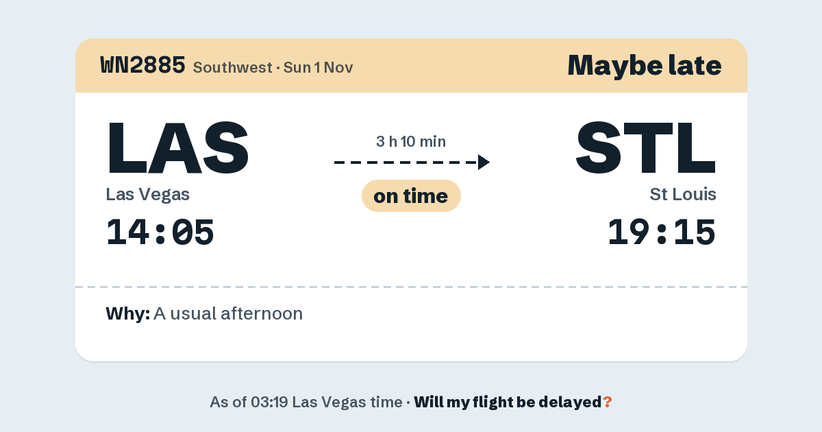 Link preview: WN2885 lands about 19:12