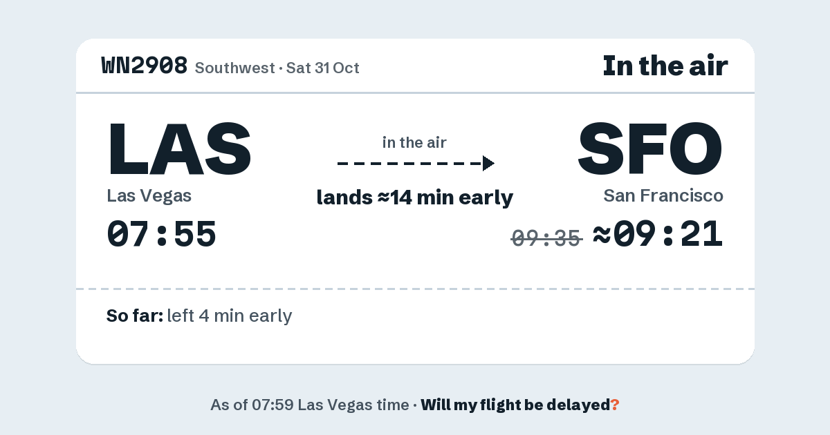 Link preview: WN2908 lands about 09:21