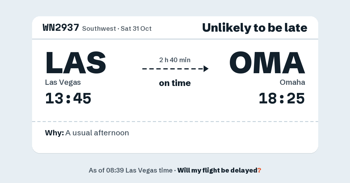 Link preview: WN2937 lands about 18:25