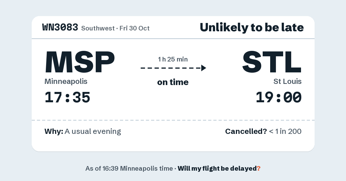 Link preview: WN3083 lands about 18:57