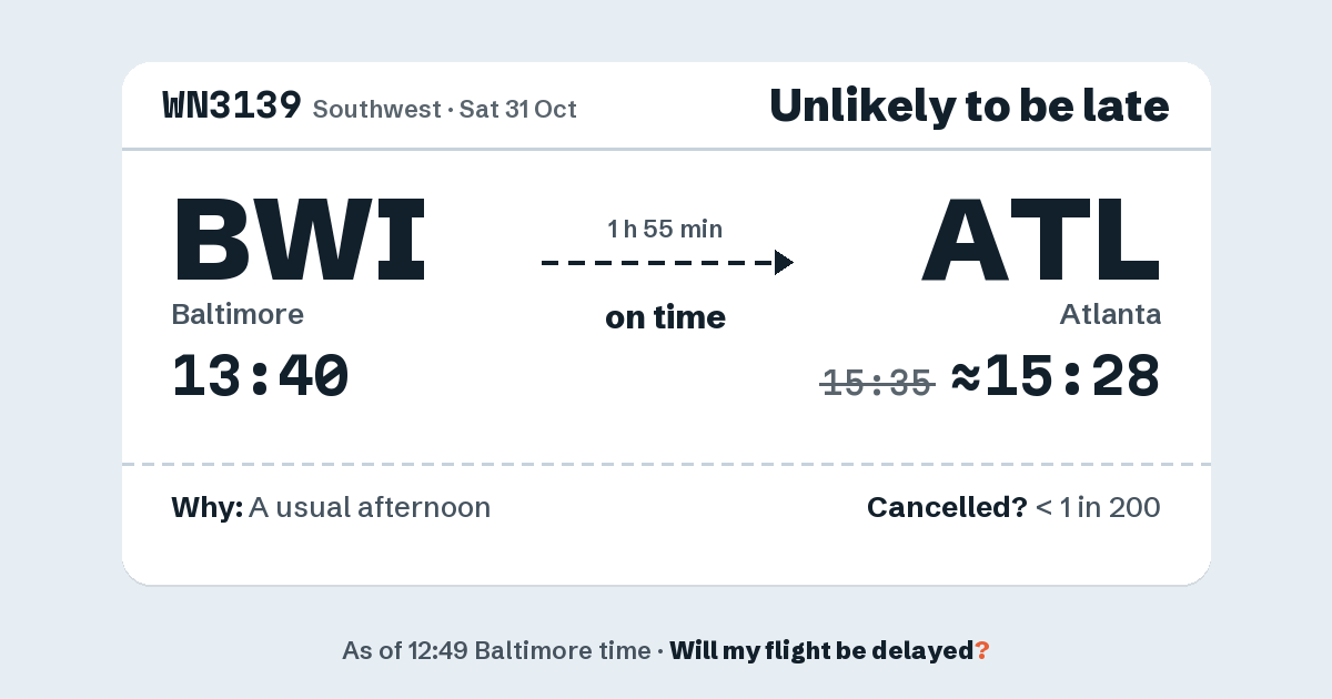 Link preview: WN3139 lands about 15:28