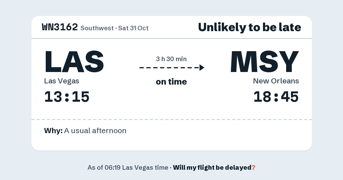 Link preview: WN3162 lands about 18:44