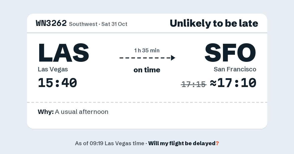 Link preview: WN3262 lands about 17:10