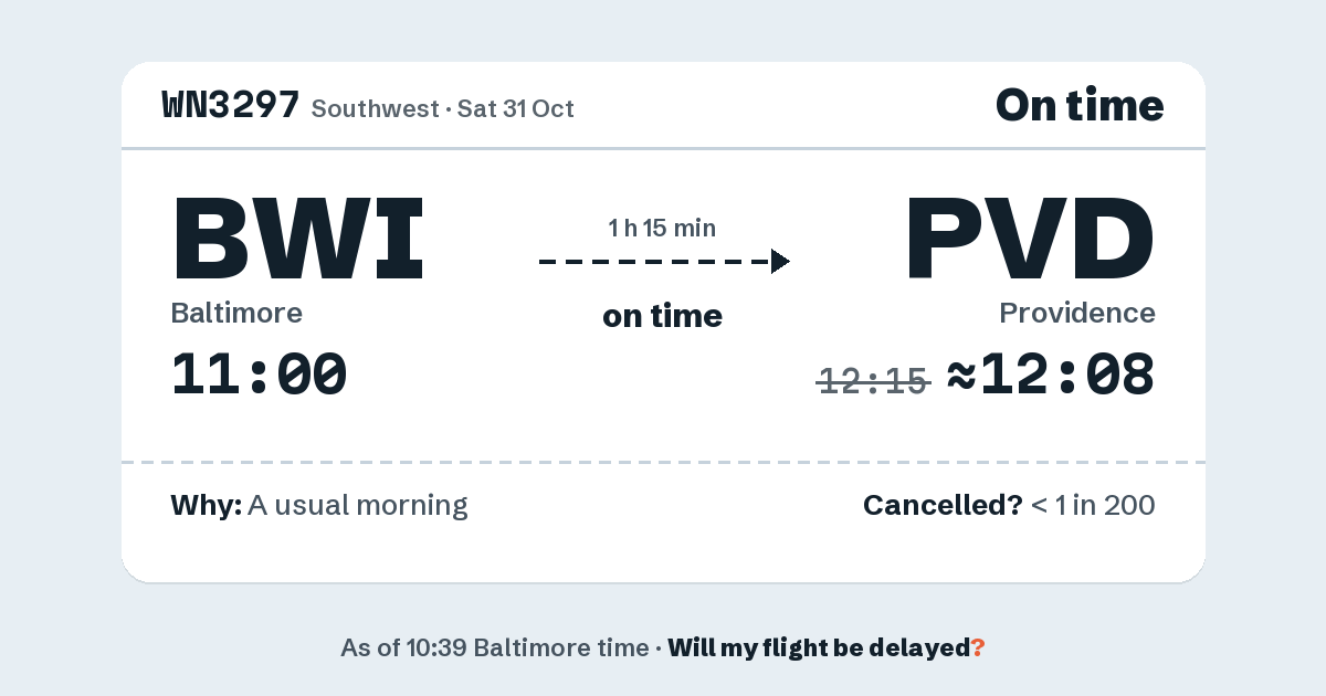 Link preview: WN3297 lands about 12:08