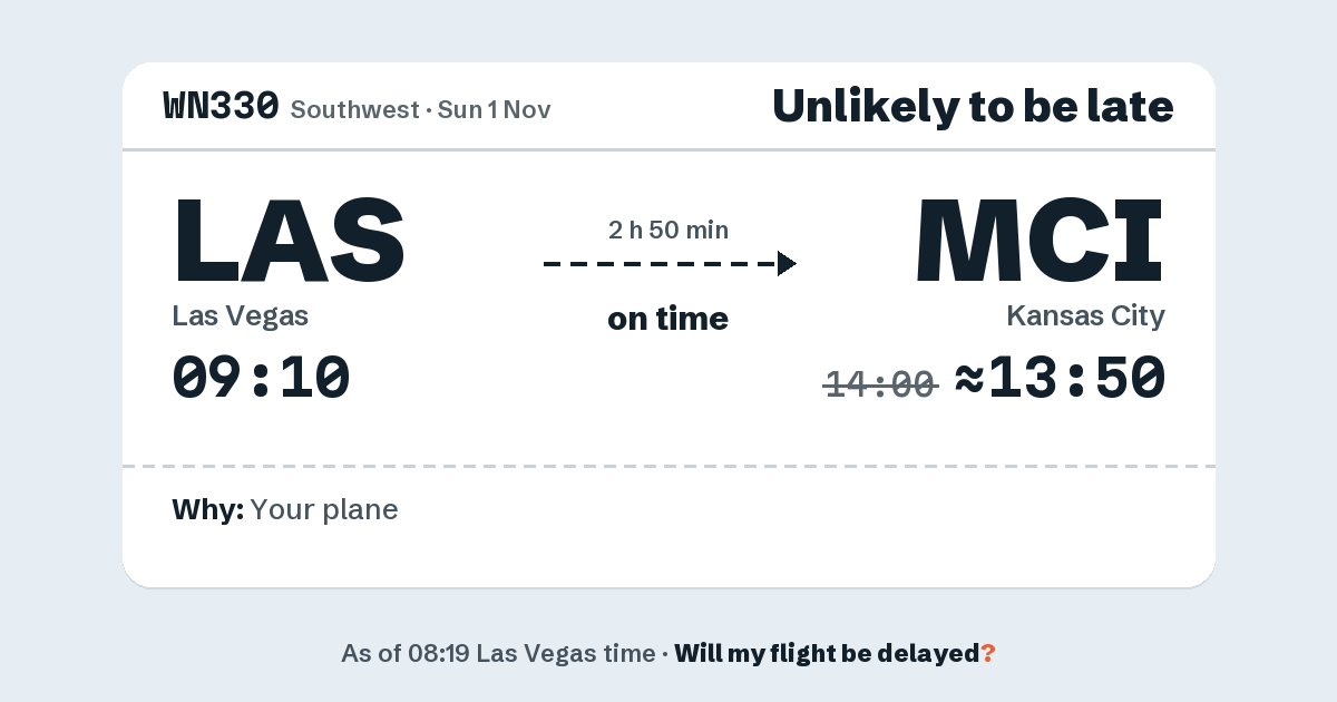 Link preview: WN330 lands about 13:50