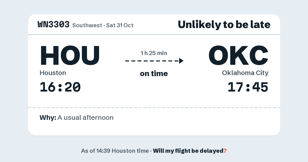 Link preview: WN3303 lands about 17:42