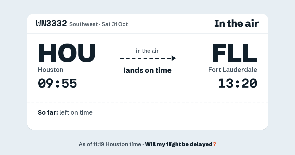 Link preview: WN3332 lands about 13:19