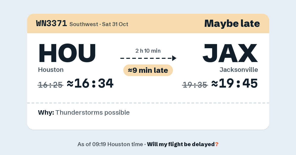 Link preview: WN3371 lands about 19:45