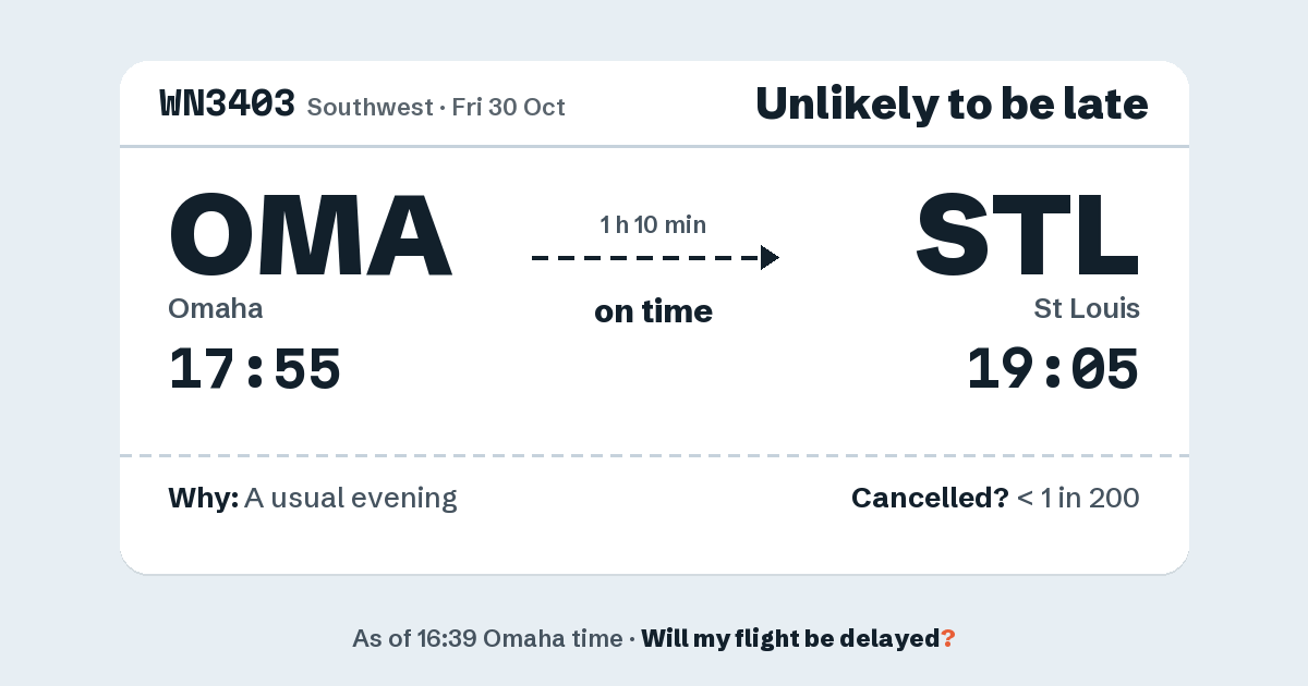 Link preview: WN3403 lands about 19:05