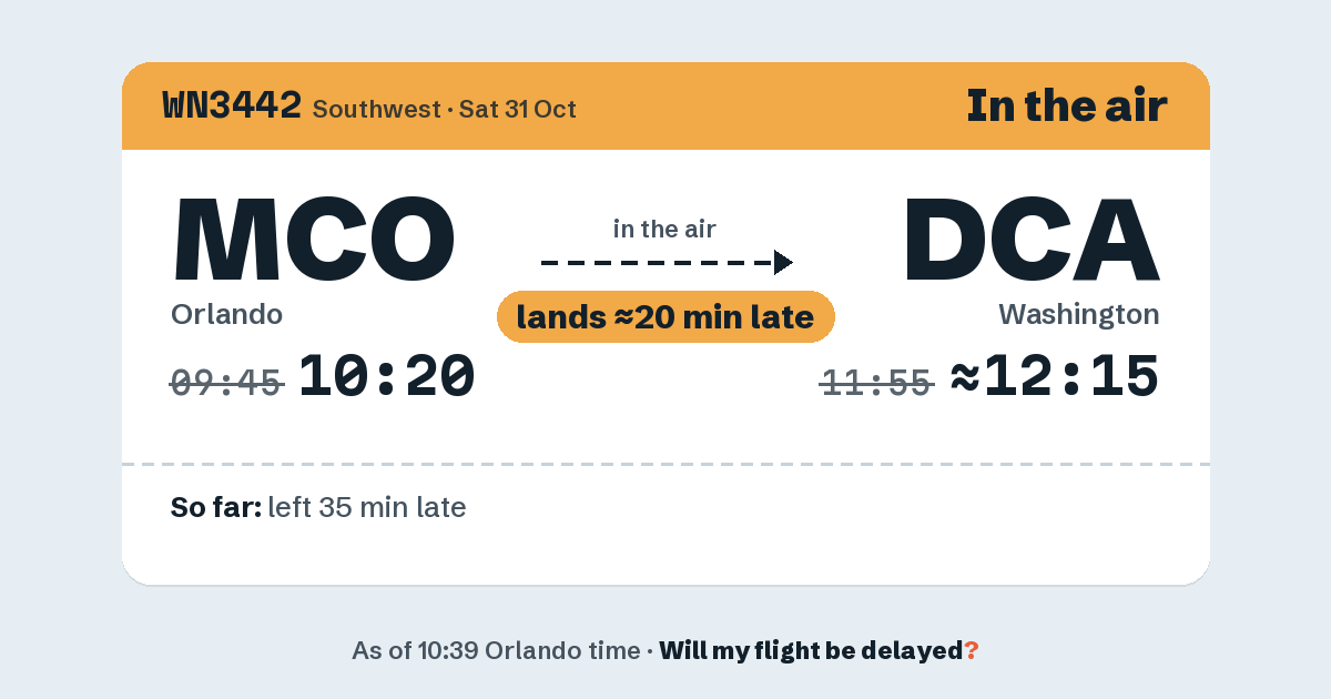 Link preview: WN3442 lands about 12:16