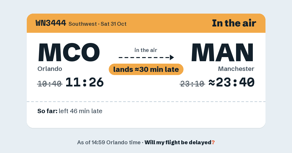 Link preview: WN3444 lands about 23:39