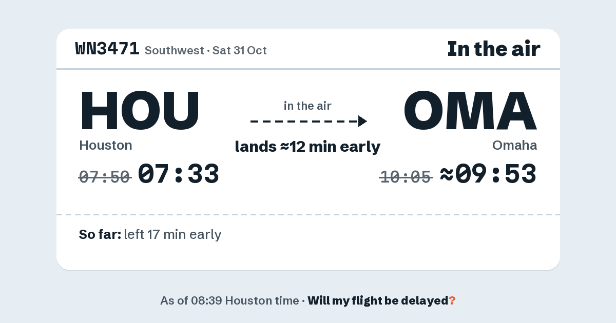 Link preview: WN3471 lands about 09:53