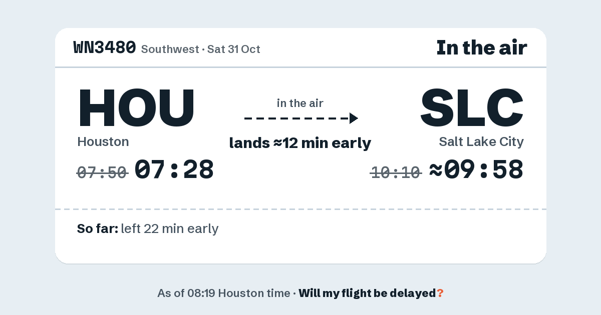 Link preview: WN3480 lands about 09:58