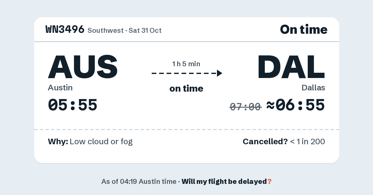 Link preview: WN3496 lands about 06:55