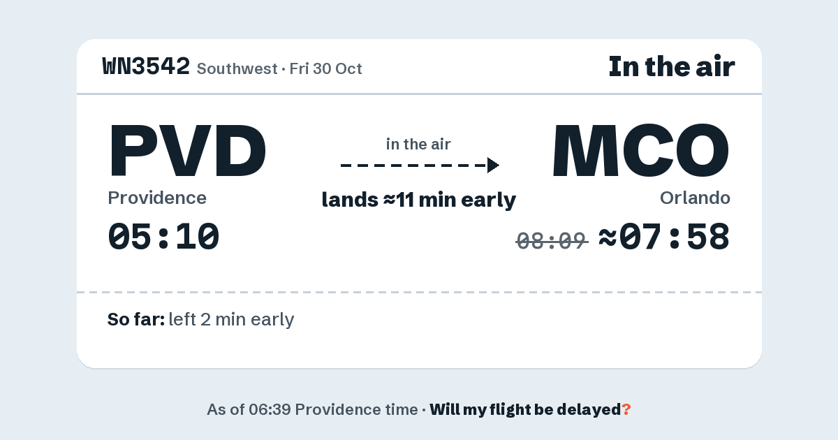 Link preview: WN3542 lands about 07:58
