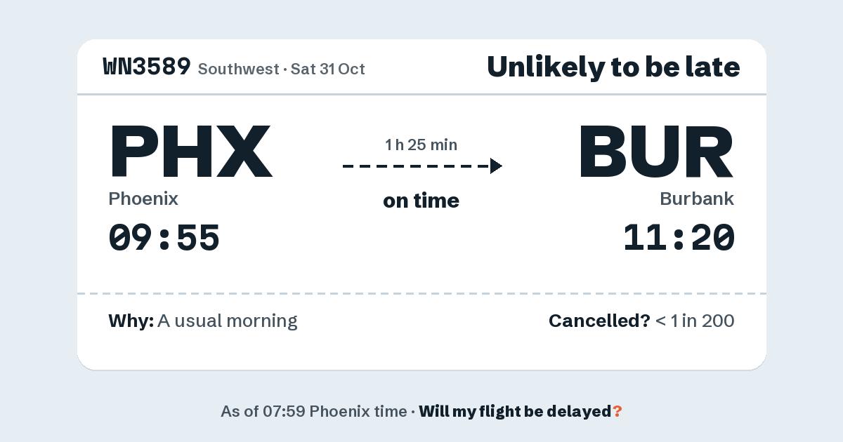 Link preview: WN3589 lands about 11:18