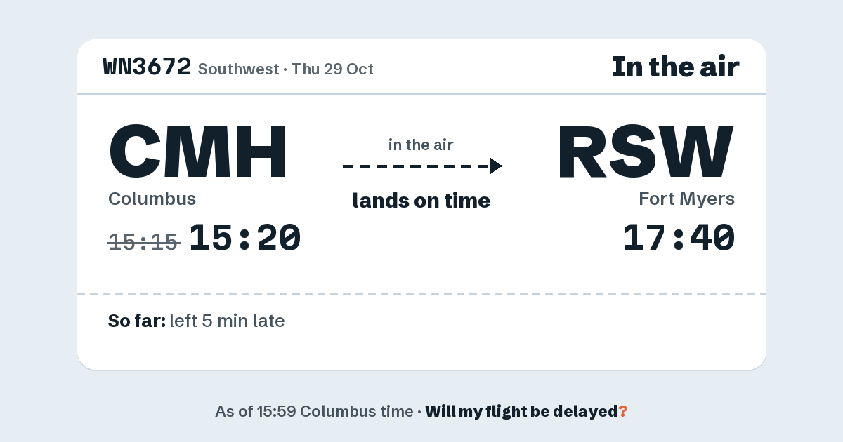 Link preview: WN3672 lands about 17:40