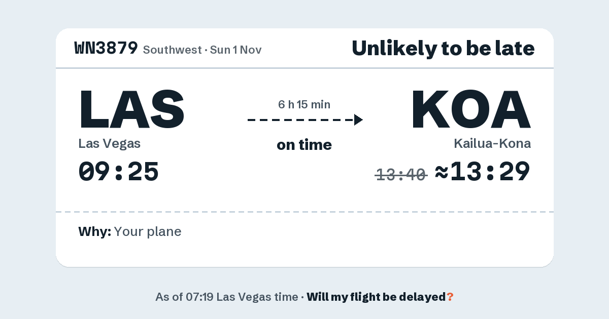 Link preview: WN3879 lands about 13:29