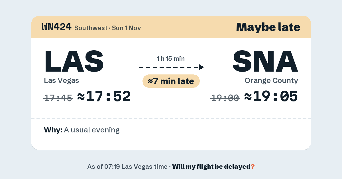Link preview: WN424 lands about 19:05