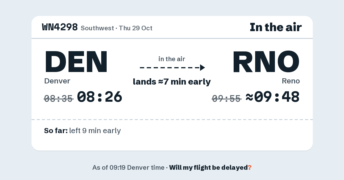 Link preview: WN4298 lands about 09:48
