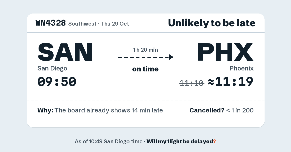 Link preview: WN4328 lands about 11:19