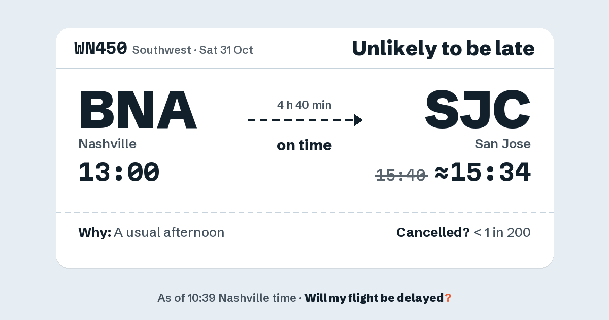 Link preview: WN450 lands about 15:34