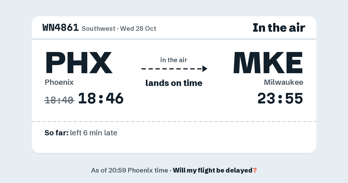 Link preview: WN4861 lands about 23:51