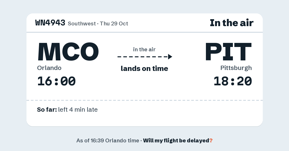 Link preview: WN4943 lands about 18:16