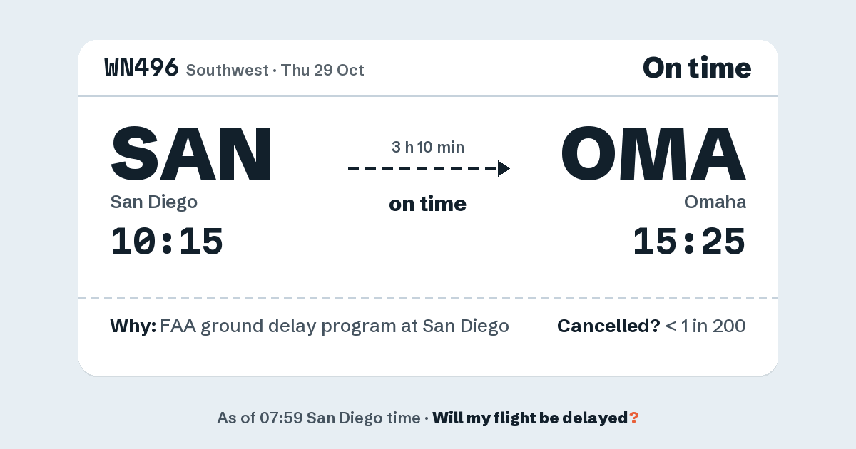 Link preview: WN496 lands about 15:22