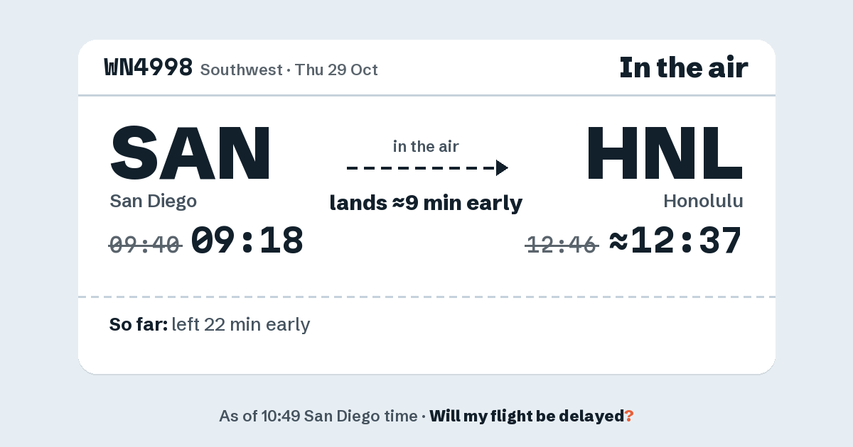 Link preview: WN4998 lands about 12:37