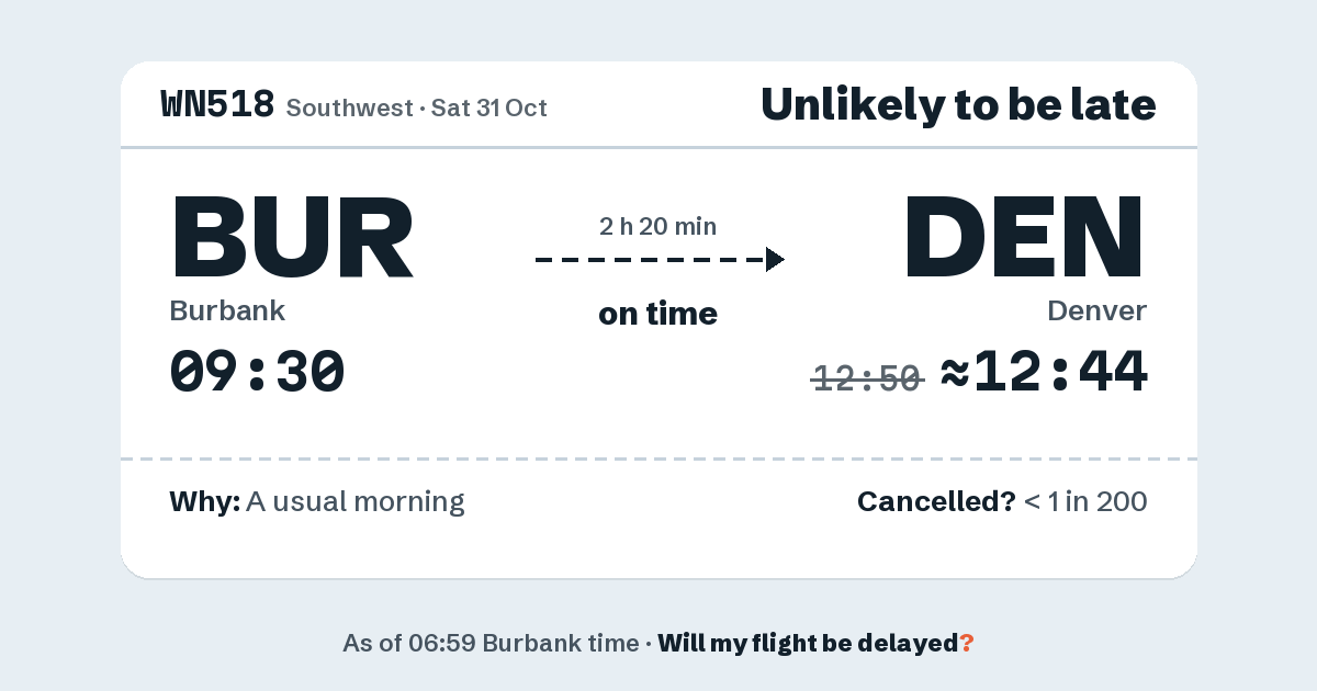 Link preview: WN518 lands about 12:44