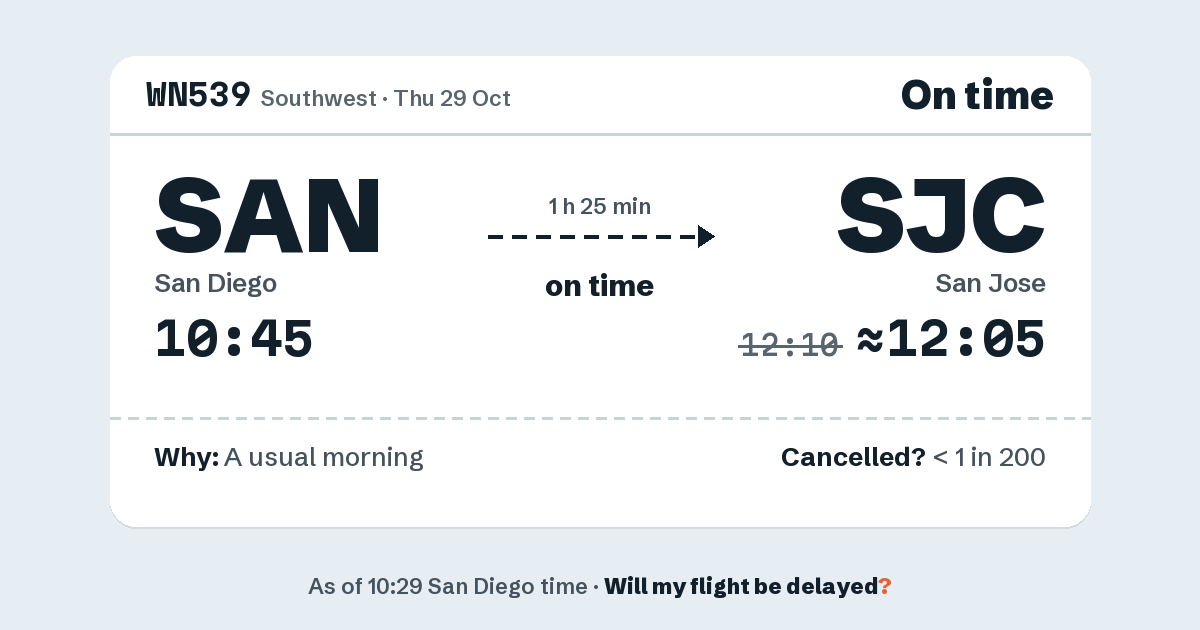 Link preview: WN539 lands about 12:05