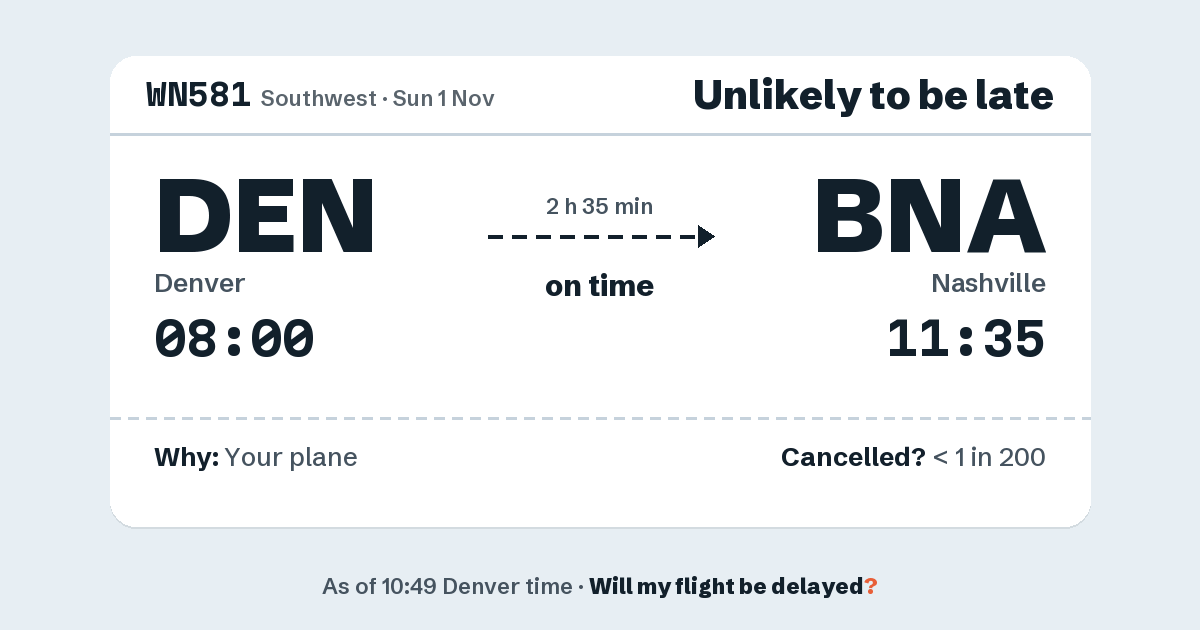 Link preview: WN581 lands about 11:33