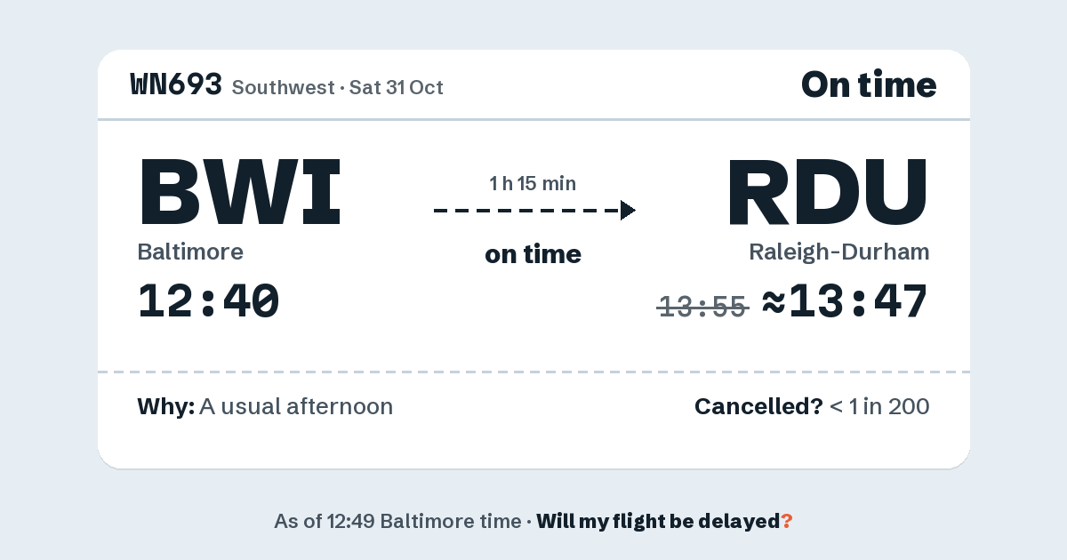 Link preview: WN693 lands about 13:47