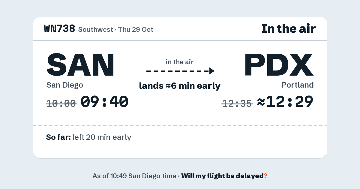 Link preview: WN738 lands about 12:29