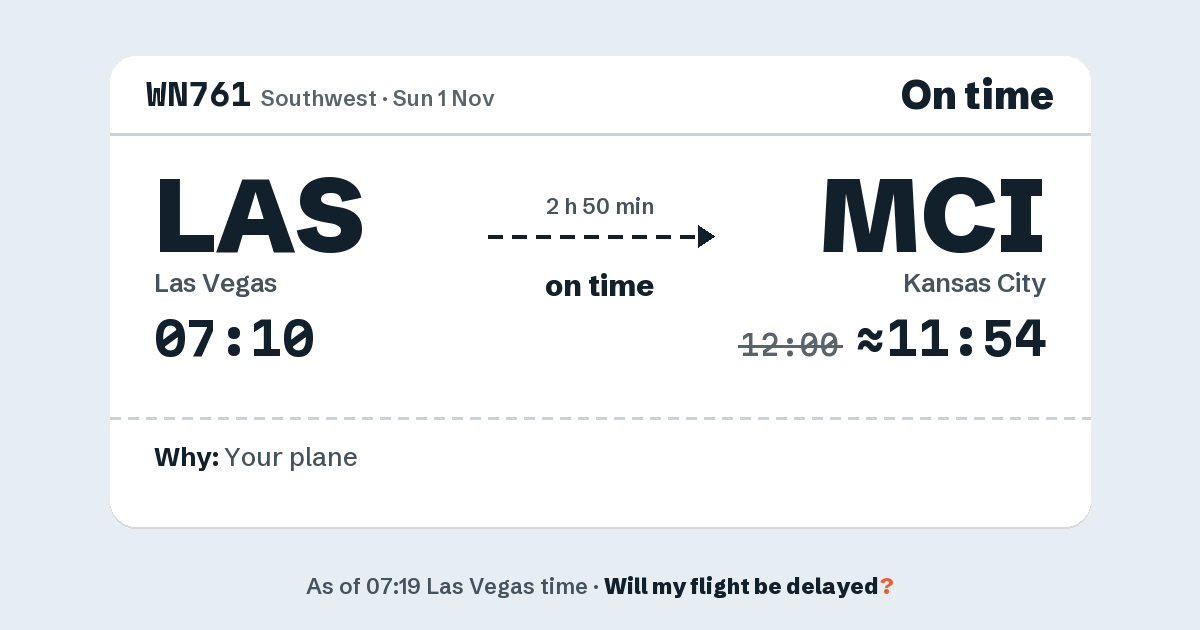 Link preview: WN761 lands about 11:54