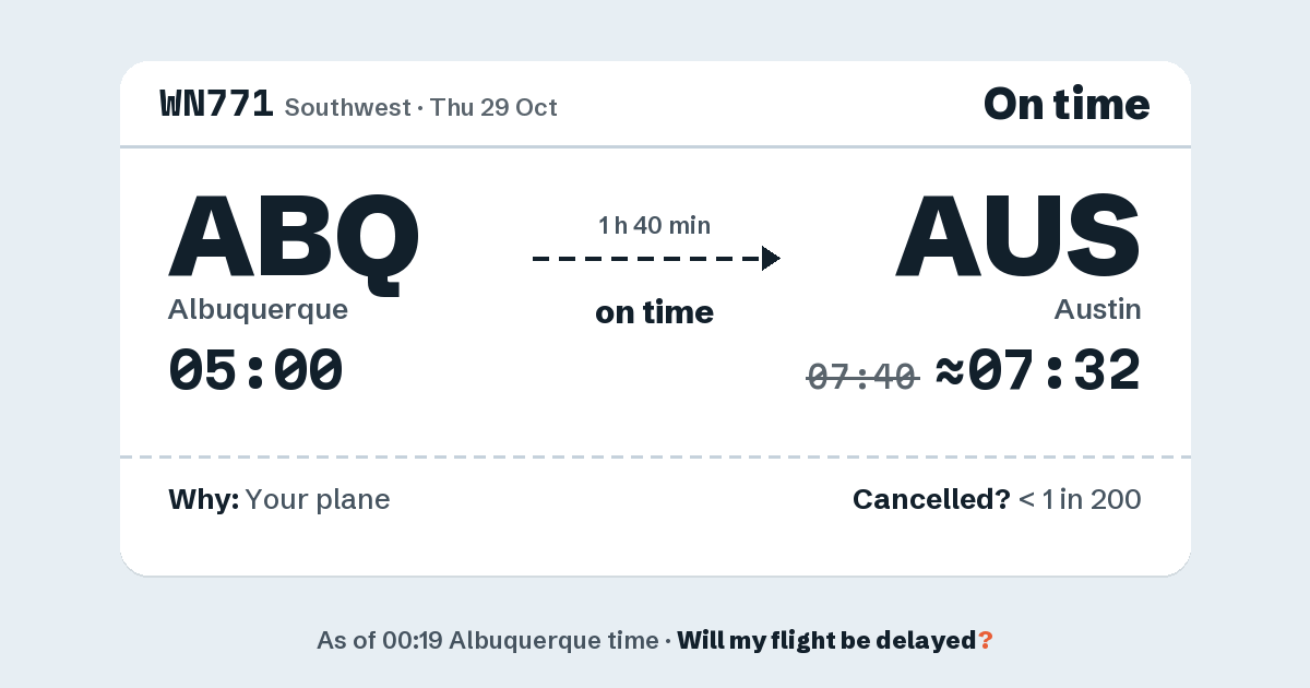 Link preview: WN771 lands about 07:32
