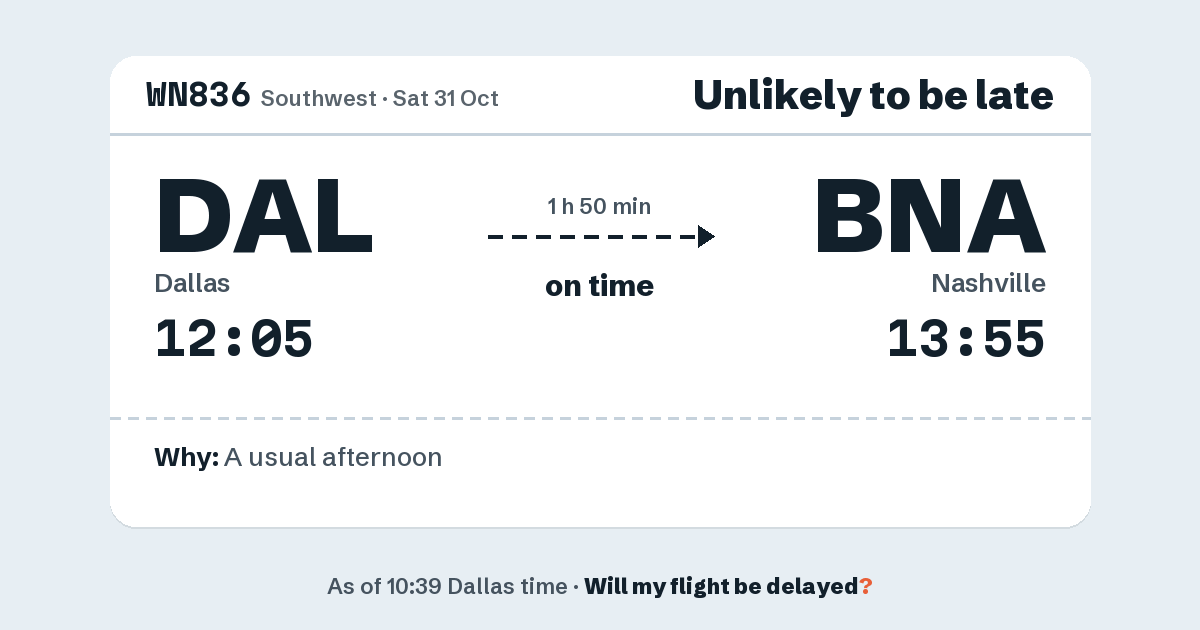 Link preview: WN836 lands about 13:54