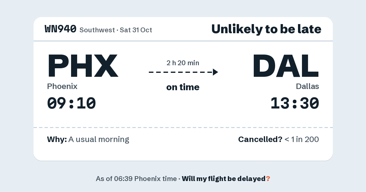Link preview: WN940 lands about 13:30