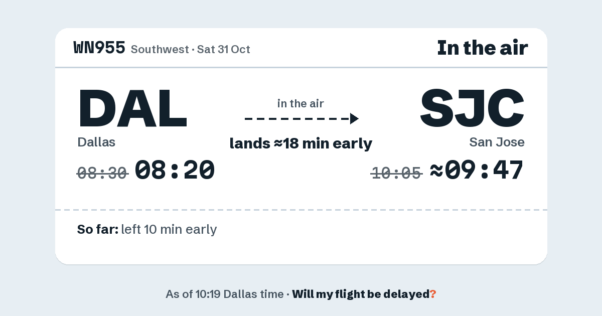 Link preview: WN955 lands about 09:47