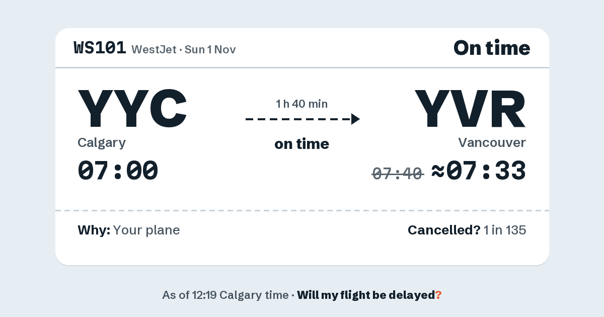 Link preview: WS101 lands about 07:33