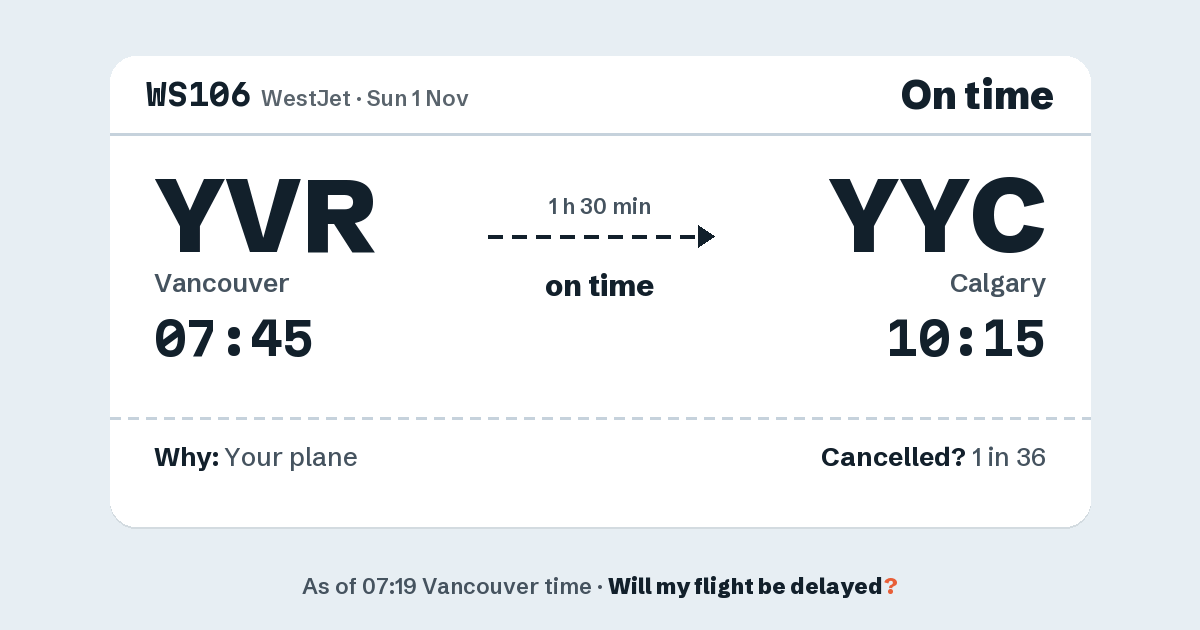 Link preview: WS106 lands about 10:11
