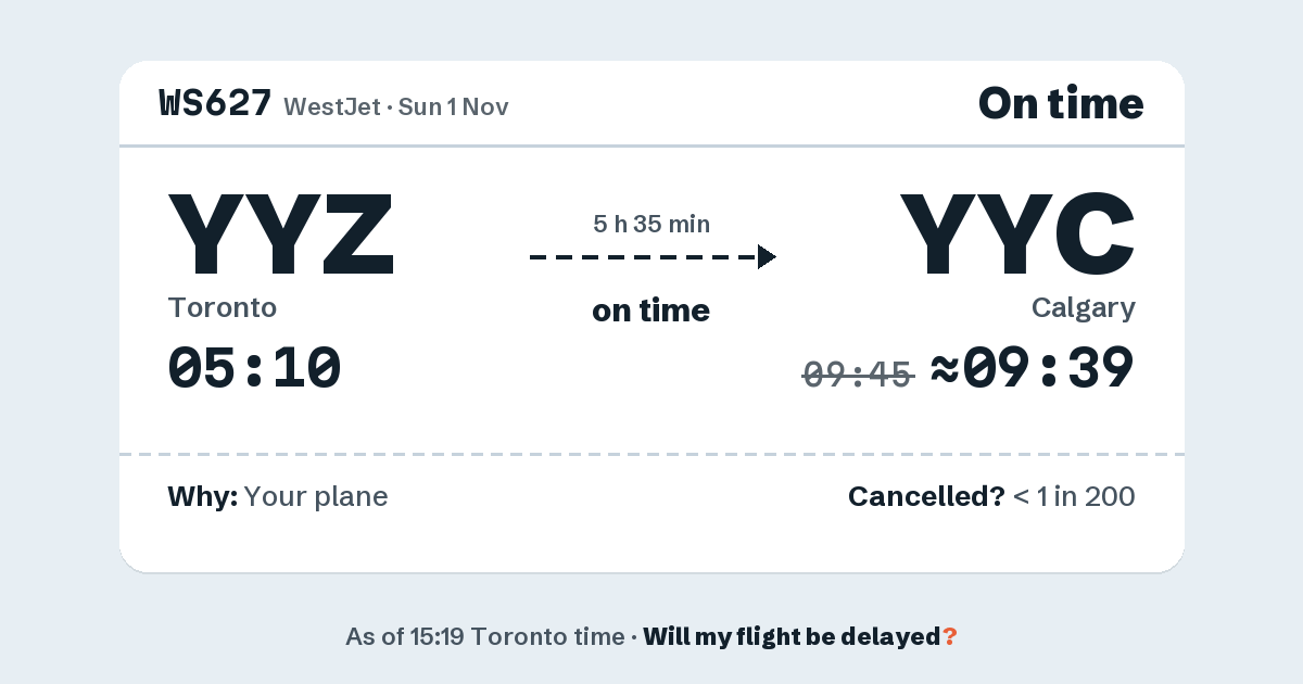Link preview: WS627 lands about 09:39