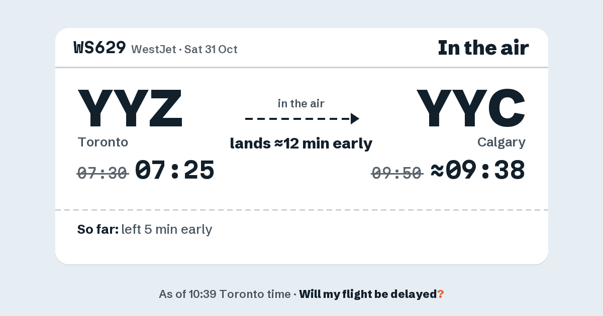 Link preview: WS629 lands about 09:38