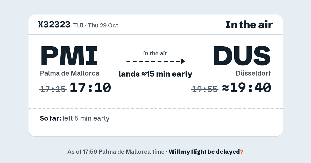 Link preview: X32323 lands about 19:40