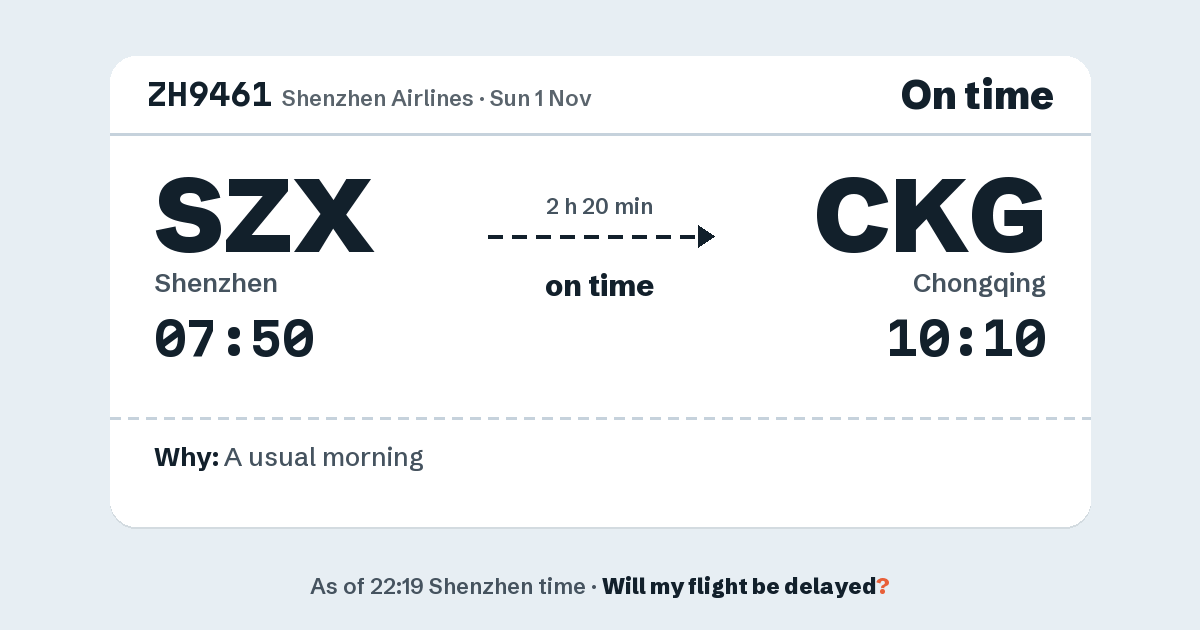 Link preview: ZH9461 lands about 10:08