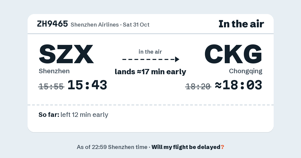 Link preview: ZH9465 lands about 18:03