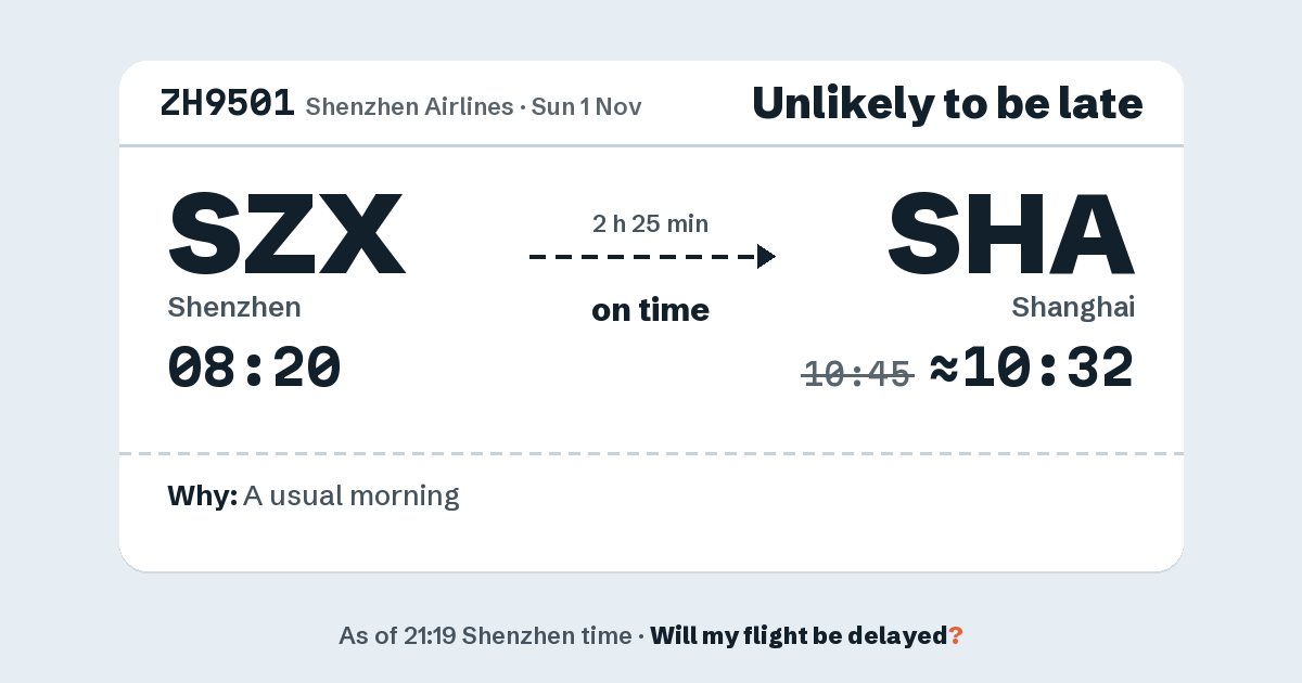 Link preview: ZH9501 lands about 10:32