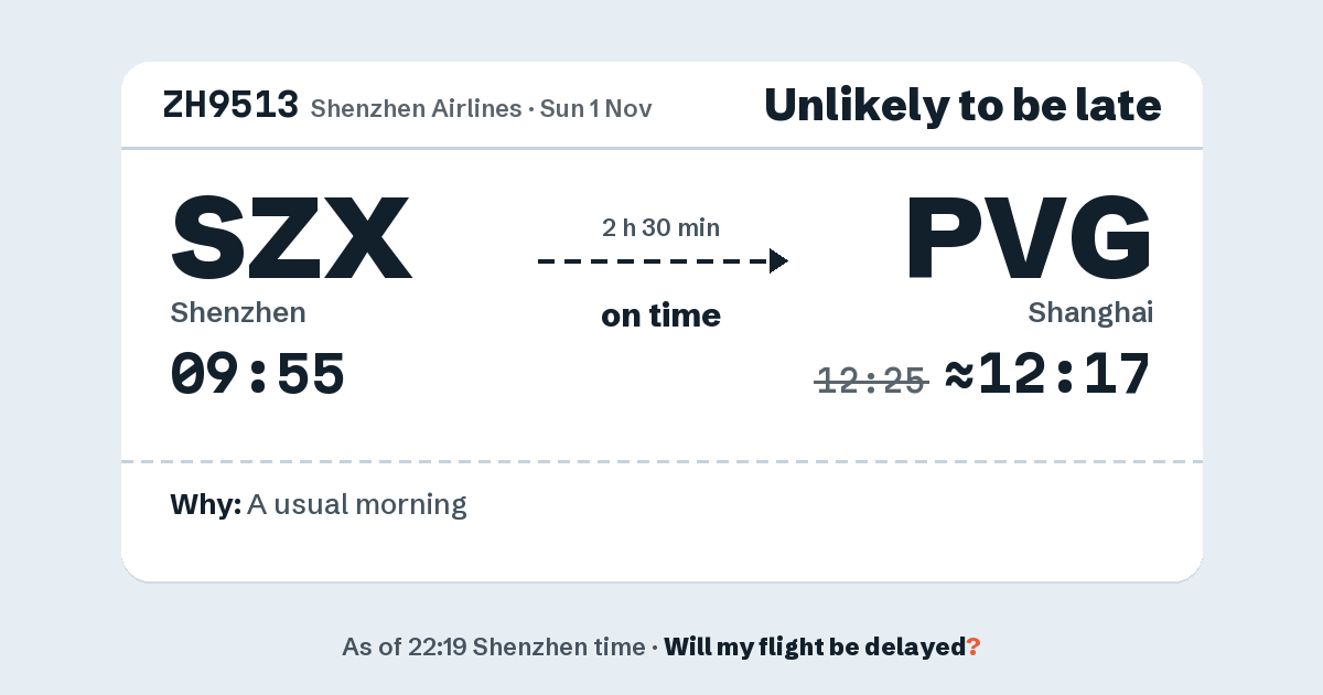Link preview: ZH9513 lands about 12:17